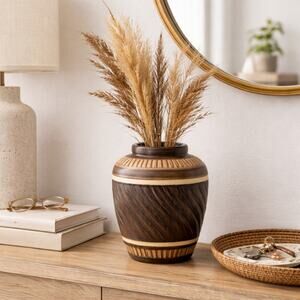 Vintage Mid Century Modern Studio Pottery Urn Vase -Signed Circa -1960s-70's